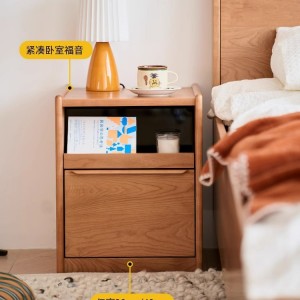 里安床头柜樱桃木实木床边柜卧室家用北欧小户型储物窄柜宽柜现代